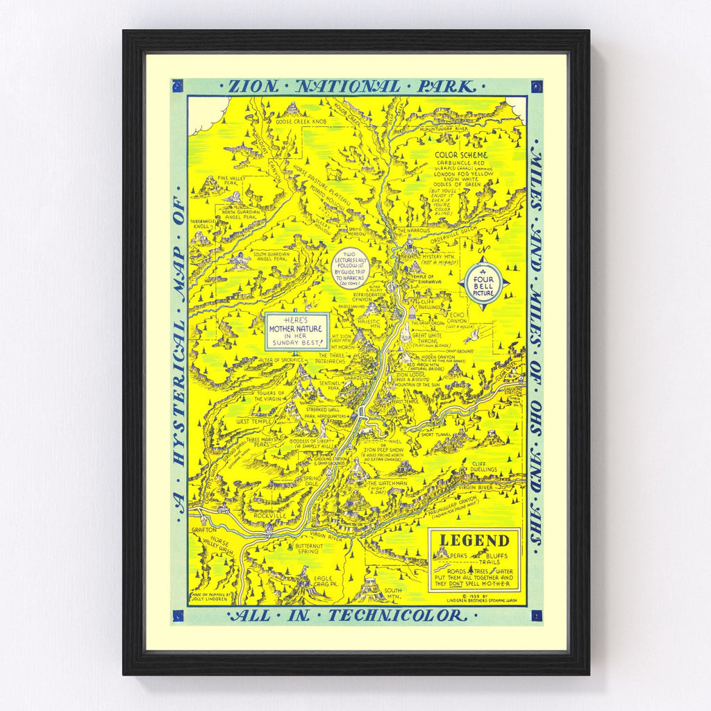 Vintage Map of Zion National Park, 1939