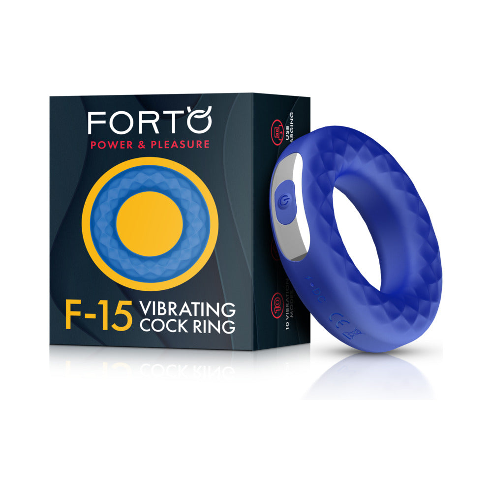 Forto F-15 Rechargeable Silicone Vibrating Cockring Blue