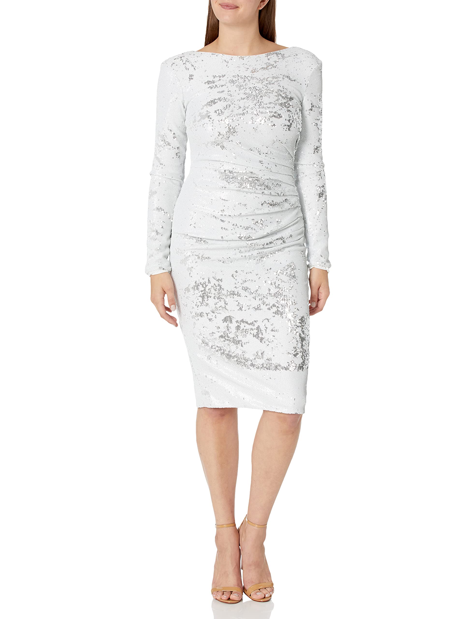 Dress the Population Women's Bodycon, White Multi, L