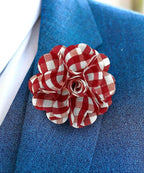 Vittorio Vico Unisex Metallic Silver Accent Plaid Flower Lapel Pin