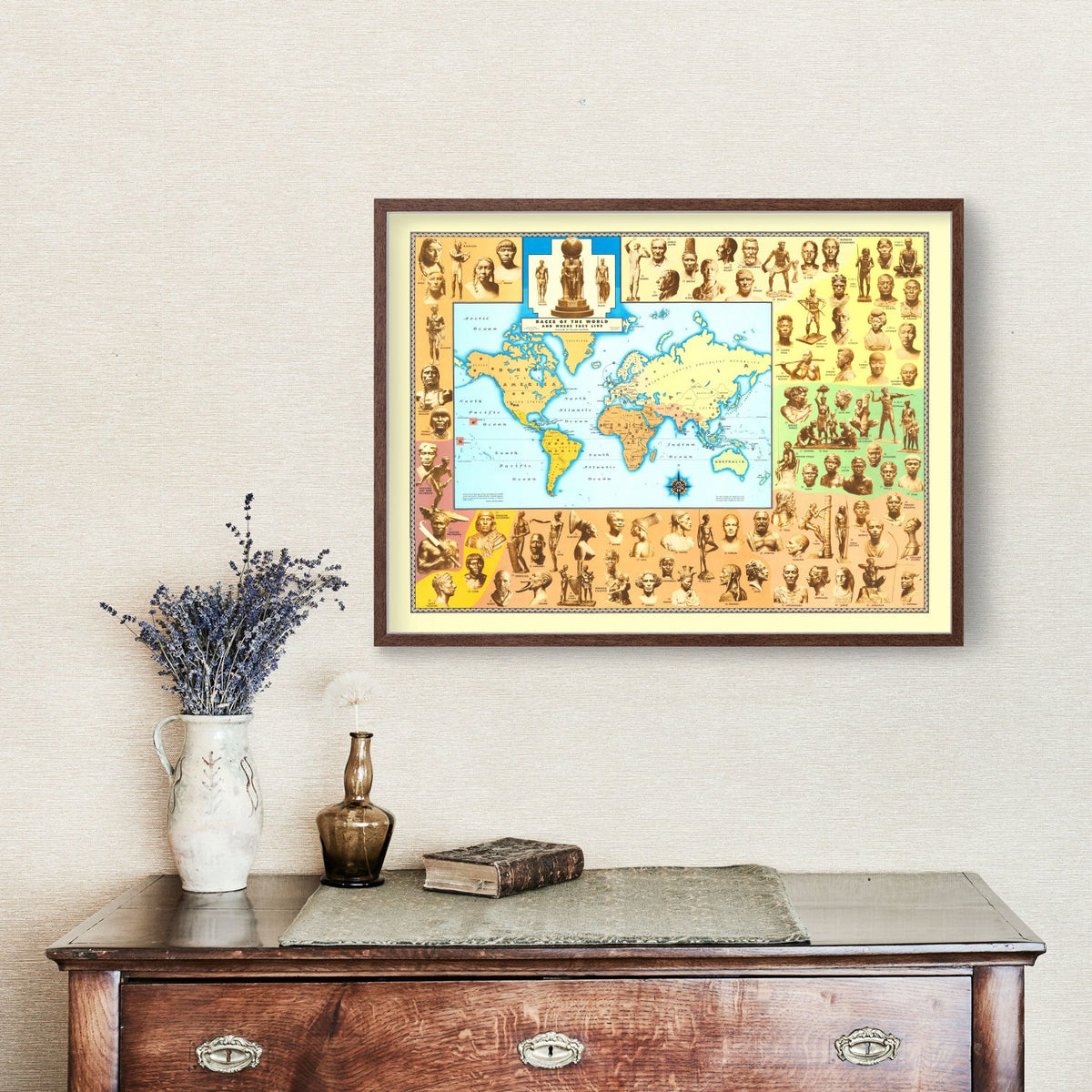 World Map of Races And Where They Live, 1944