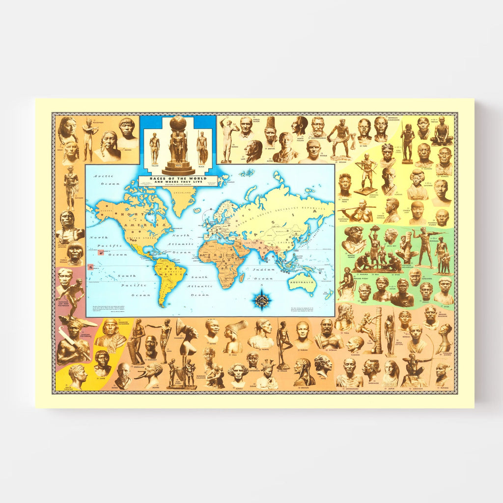 World Map of Races And Where They Live, 1944