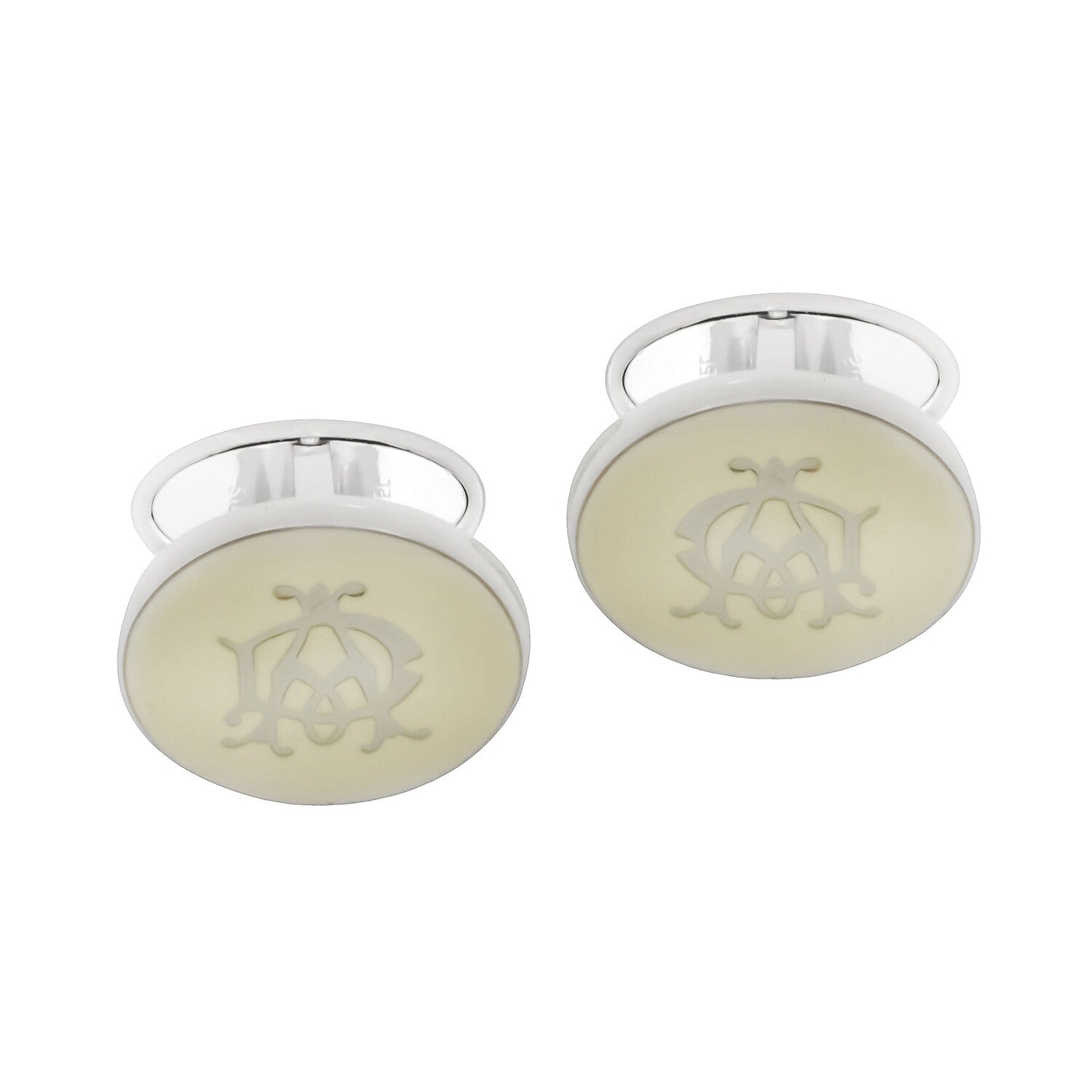 Dunhill Cadogan Silver + White Rhodium Plate + Enamel Cufflinks // Store Display