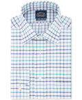 Eagle Mens Dress Shirt White (XL) Flex Collar Check Blue 17 1/2