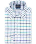 Eagle Mens Dress Shirt White (XL) Flex Collar Check Blue 17 1/2