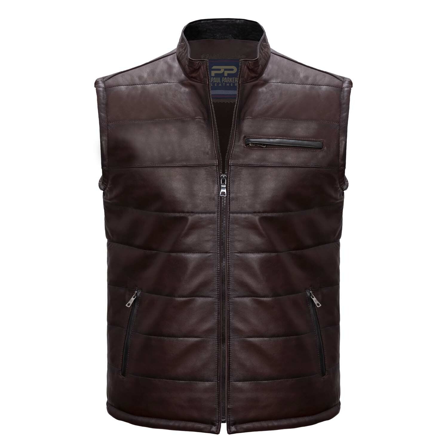 Zip Up Striped Quilted Vest // Burgundy