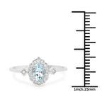 0.48 Carat Genuine Aquamarine and White Diamond 14K White Gold Ring