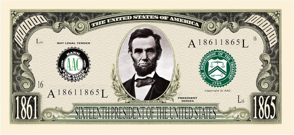 100 - President Abraham Lincoln Million Dollar Novelty Money Patriotic Bills