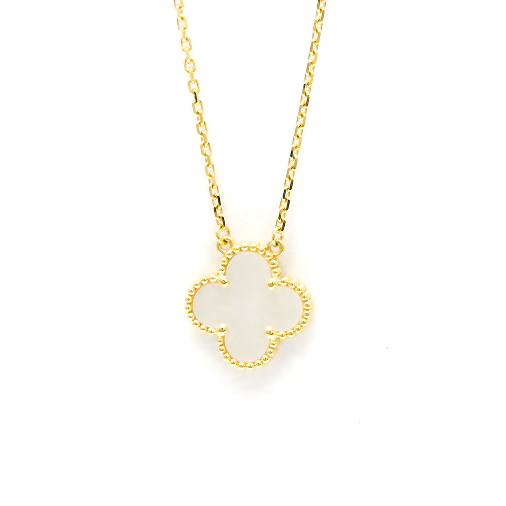 Van Cleef & Arpels // 18k Yellow Gold Vintage Alhambra Mother of Pearl Pendant Necklace // 14.76"-16.14" // Store Display
