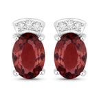1.35 Carat Genuine Pink Tourmaline and White Diamond 14K White Gold Earrings