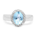 2.58 Carat Genuine  Blue Topaz and White Topaz .925 Sterling Silver Ring