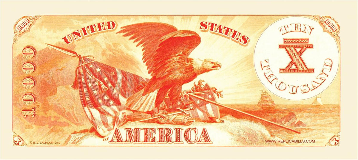 10 - $10,000.00 Ten Thousand Dollar Gold Certificate Novelty Bill Play Money
