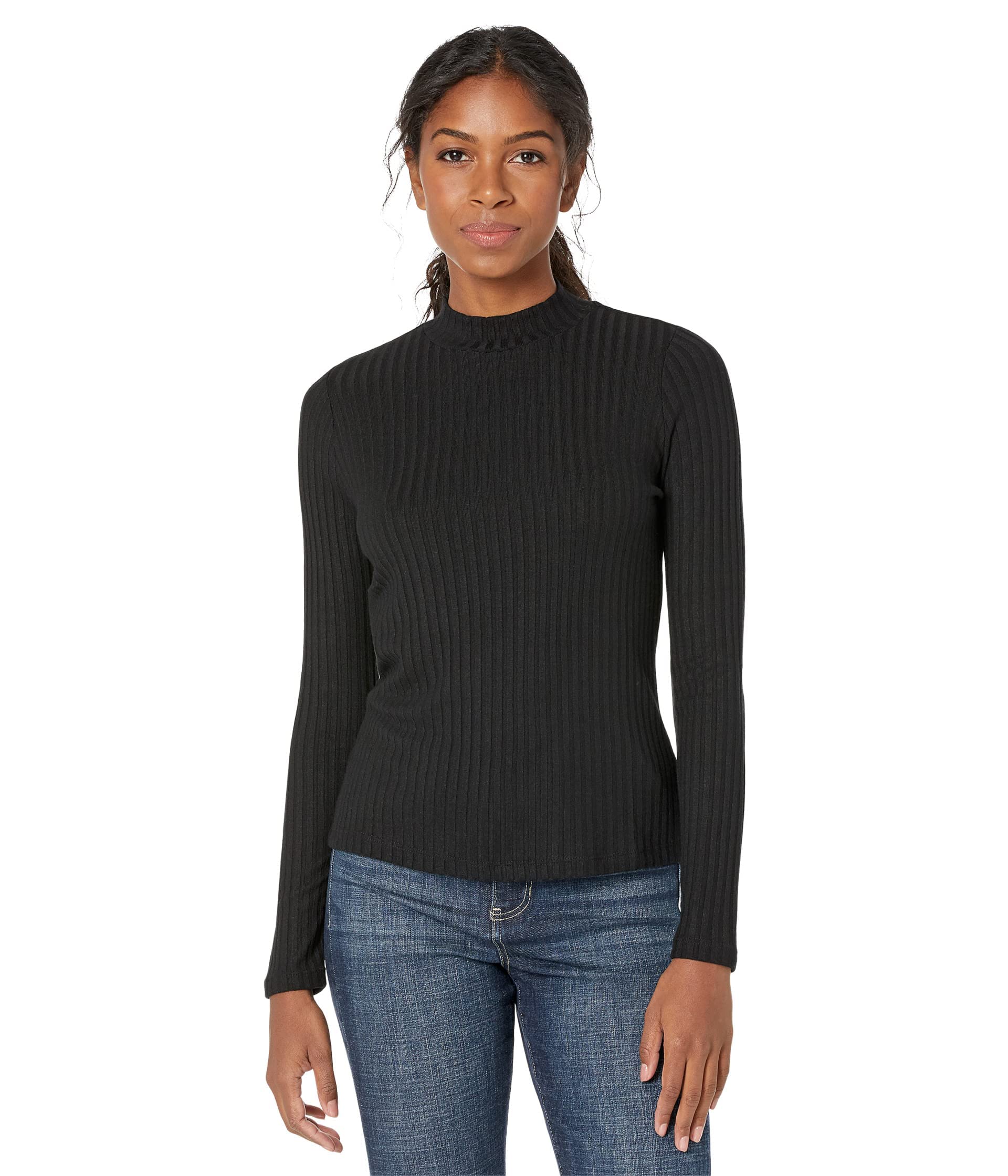 Liverpool Petite Mock Neck Long Sleeve Tee Black PXL
