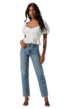Bubble Short Sleeve Button Front Top