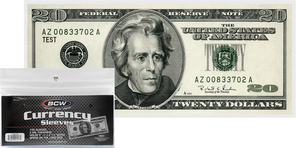 100 Pack - Regular Bill Currency Sleeves - Protect Your NOVELTY MONEY!