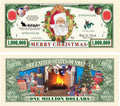 10 TOTAL - Million Dollar Santa Claus Dollar Merry Christmas Holiday Gift Bills