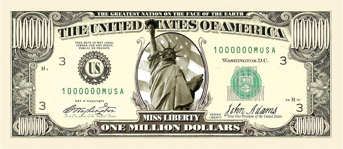 1000 TOTAL Traditional Million Dollar Party Novelty Fake Casino Poker Money Bill