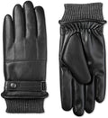 Isotoner Mens Faux Nappa Leather Smart Touch Winter Gloves Black L