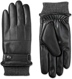 Isotoner Mens Faux Nappa Leather Smart Touch Winter Gloves Black L