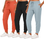 Real Essentials 3 Pack: Women's Ultra-Soft & Warm Fleece Joggers Sweatpants with Pocket