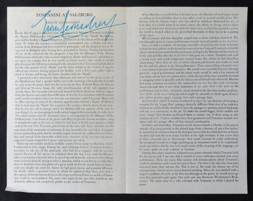 Erich Leinsdorf Conductor Autographed Magazine PSA/DNA 177029