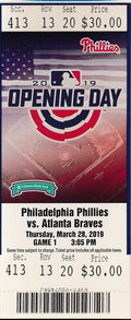 Bryce Harper March 28, 2019 Opening Day Phillies 1st Game Debut Full Ticket