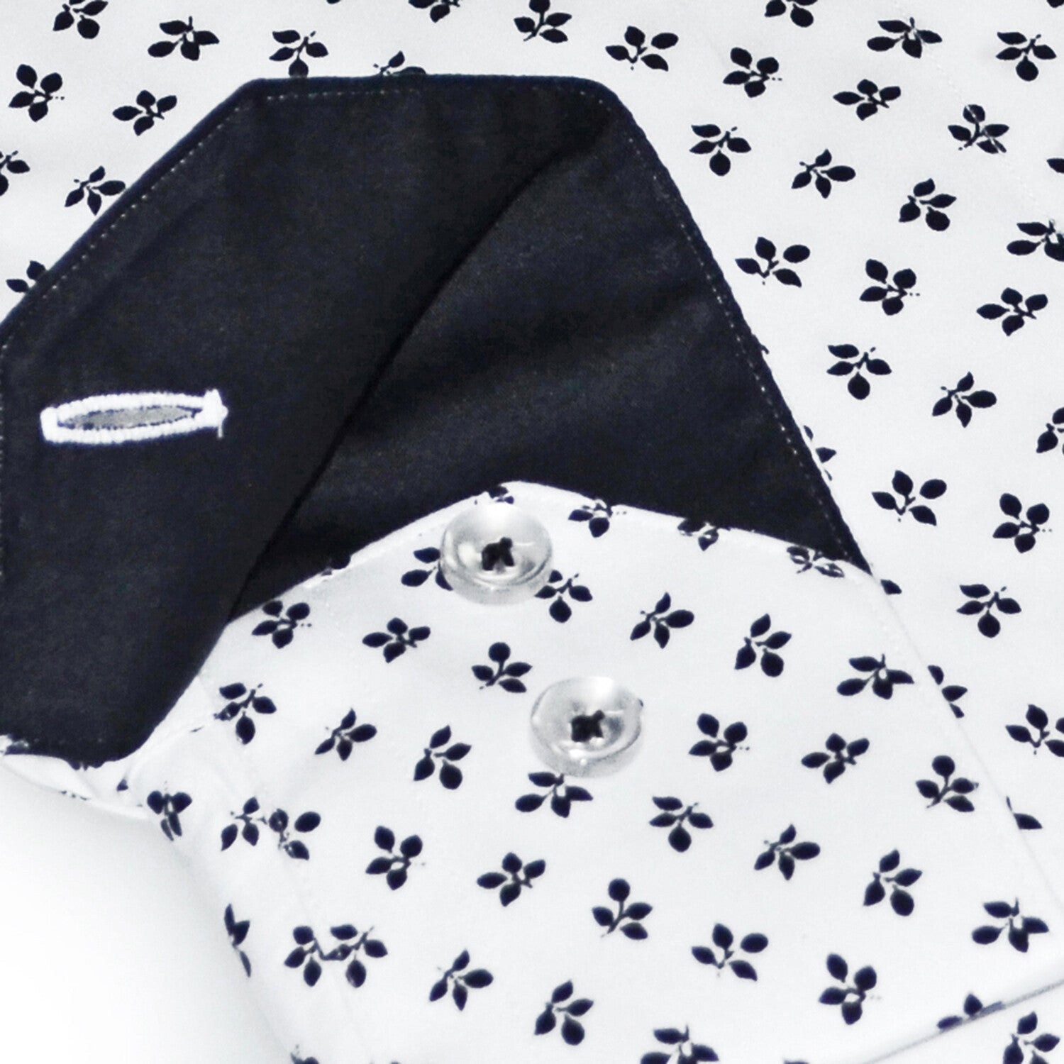 Contrast Collar & Cuff Button Up // Black Leaf + Solid Black Trim
