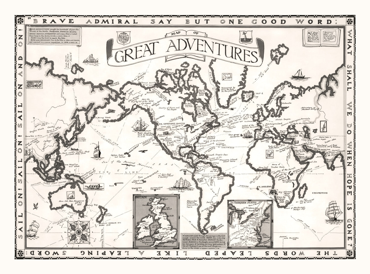 World Map of Great Adventures, 1928