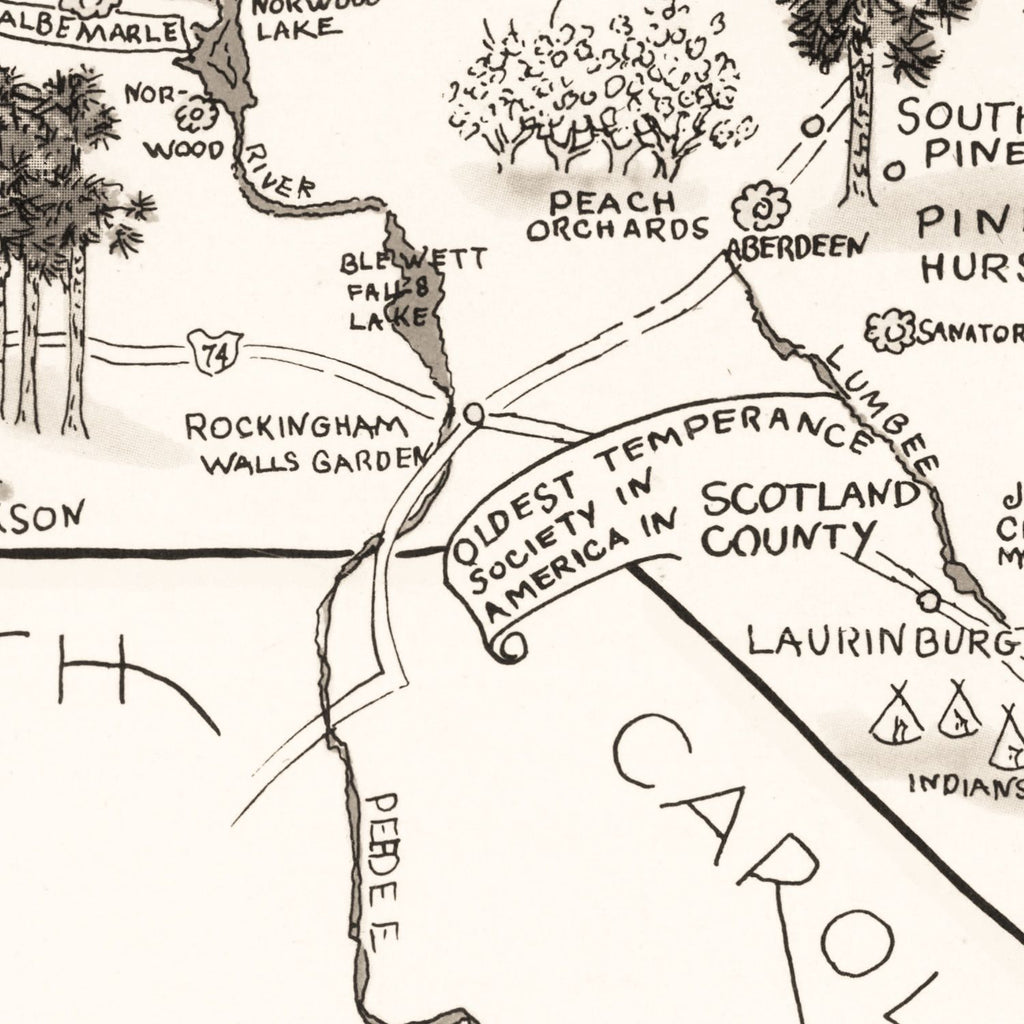 Vintage Map of North Carolina 1937