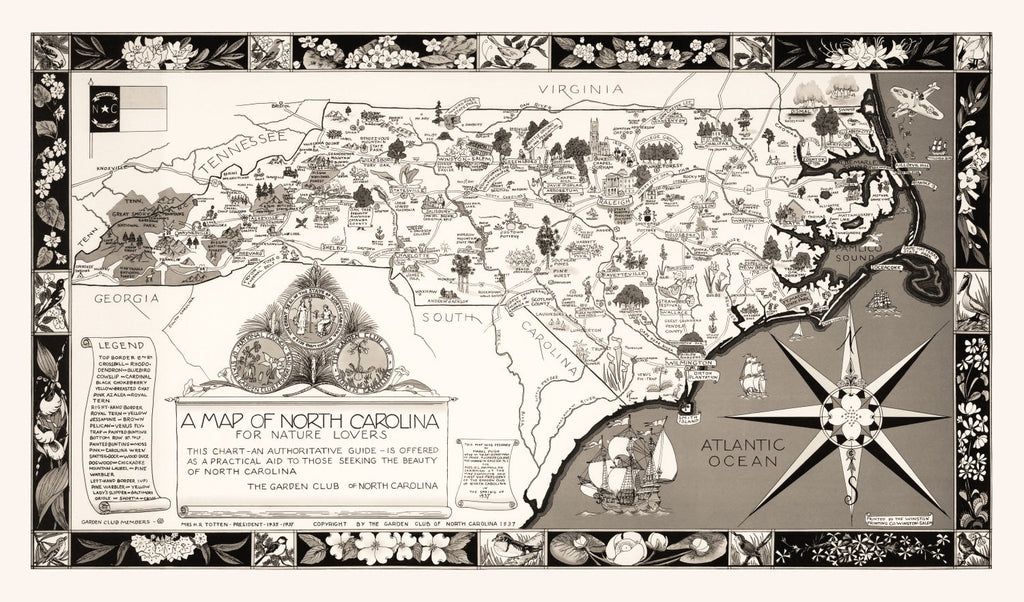 Vintage Map of North Carolina 1937
