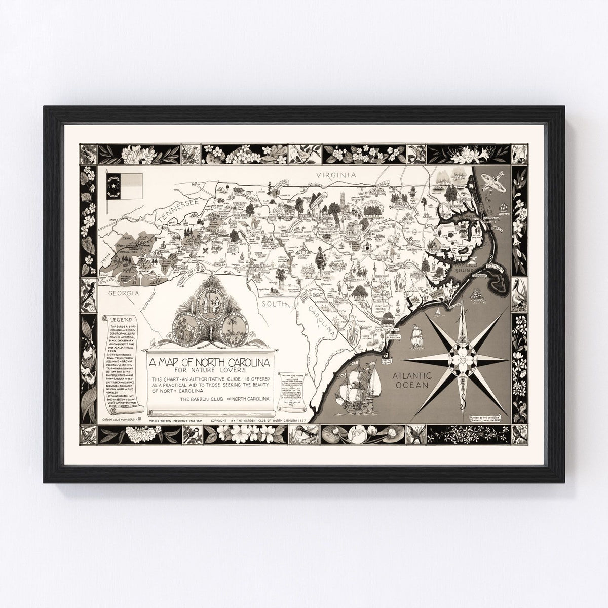 Vintage Map of North Carolina 1937
