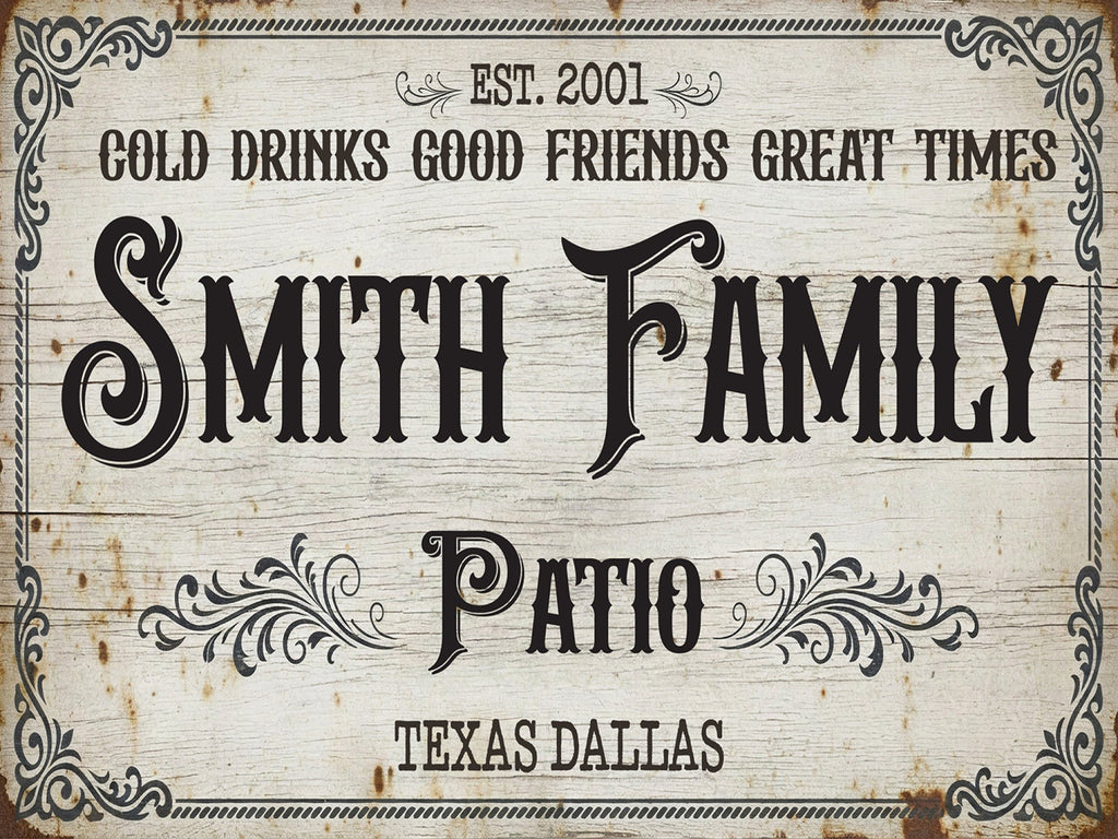 Custom Family Patio Sign Canvas, Personalized Rustic Backyard Decor