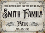 Custom Family Patio Sign Canvas, Personalized Rustic Backyard Decor