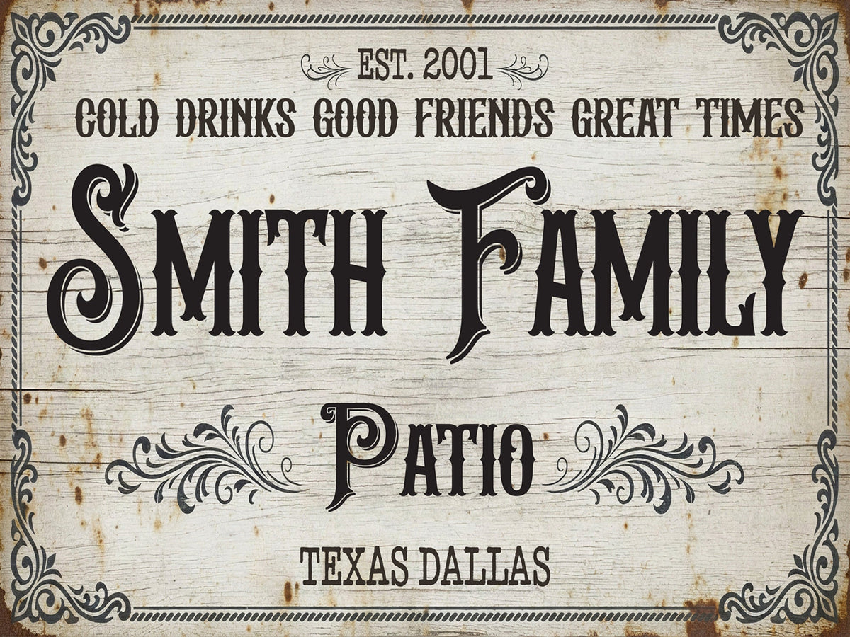 Custom Family Patio Sign Canvas, Personalized Rustic Backyard Decor