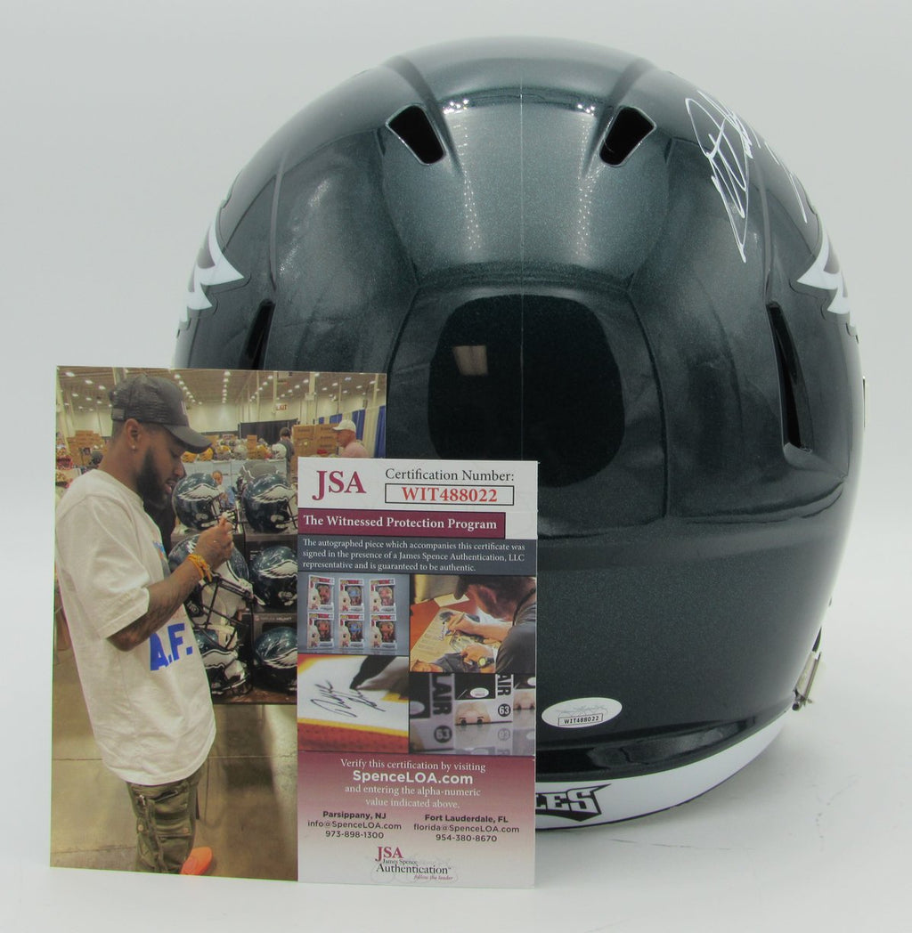 Miles Sanders Signed/Auto Eagles Speed Replica Full Size Helmet JSA 161926
