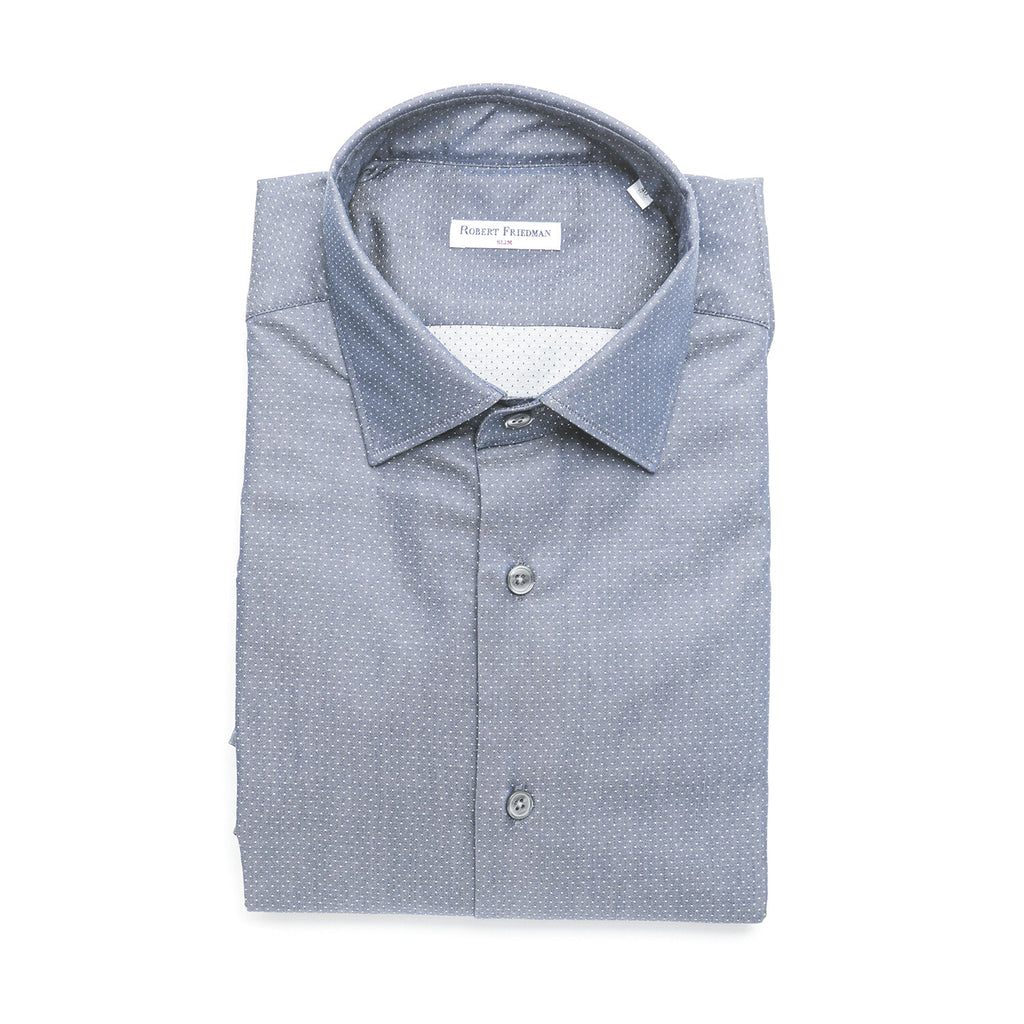 Hank Slim Medium Collar Shirt // Navy + White