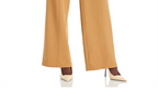 Avec Les Filles Cutout Waist Wide Leg Pants Camel