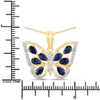 1.67 Carat Genuine Blue Sapphire and White Zircon .925 Sterling Silver Pendant