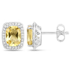 2.81 Carat Genuine Citrine and White Topaz .925 Sterling Silver Earrings