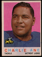1959 TOPPS Football Card #21 Signed/Auto Charlie Ane Detroit Lions