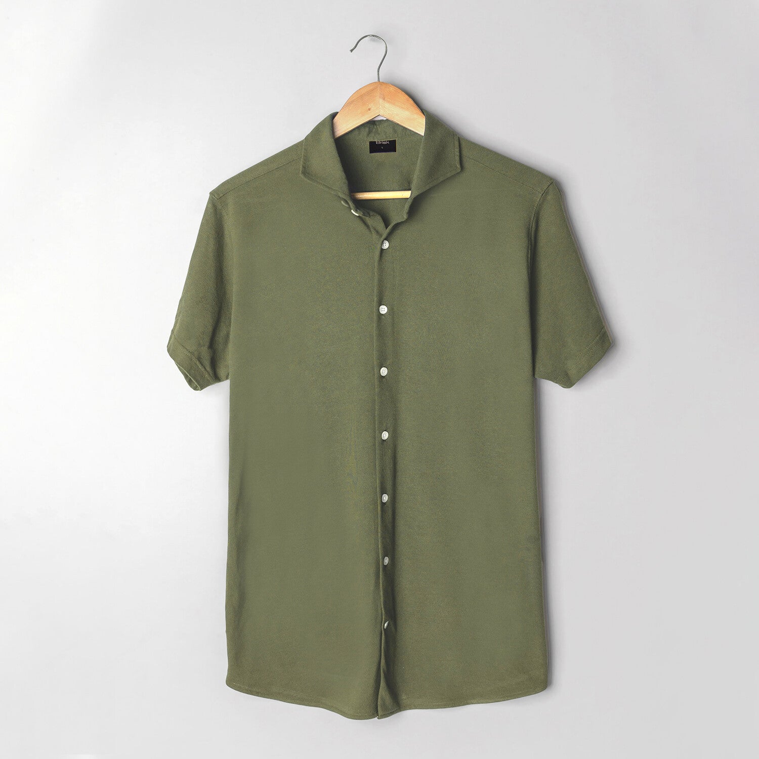 Feather Soft Piqué Button Front Shirt // Military Green