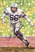 Joe Schmidt HOF Autographed Goal Line Art GLAC Postcard Detroit Lions JSA