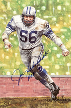 Joe Schmidt HOF Autographed Goal Line Art GLAC Postcard Detroit Lions JSA