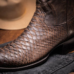 Kansas // Python Leather Western Boots // Brown