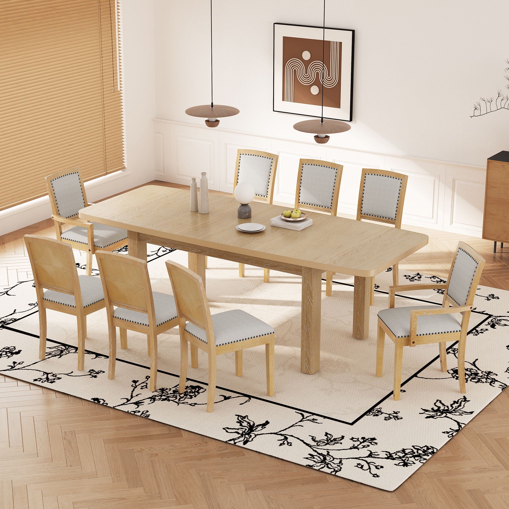 Topmax - Rustic Extendable Dining Table Set With Removable Leaf