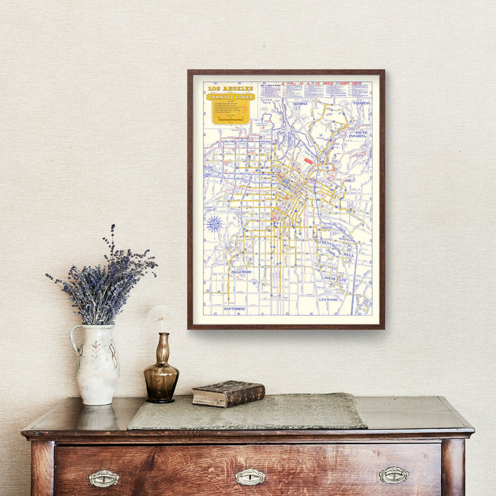 Vintage Map of Los Angeles, California 1946