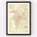 Vintage Map of Los Angeles, California 1914