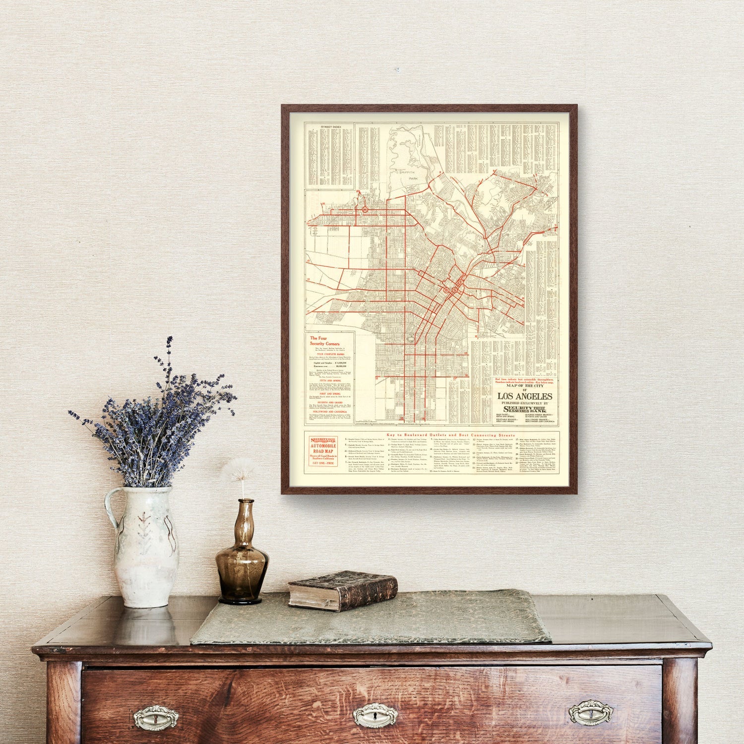 Vintage Map of Los Angeles, California 1914