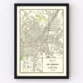 Vintage Map of Los Angeles, California 1908