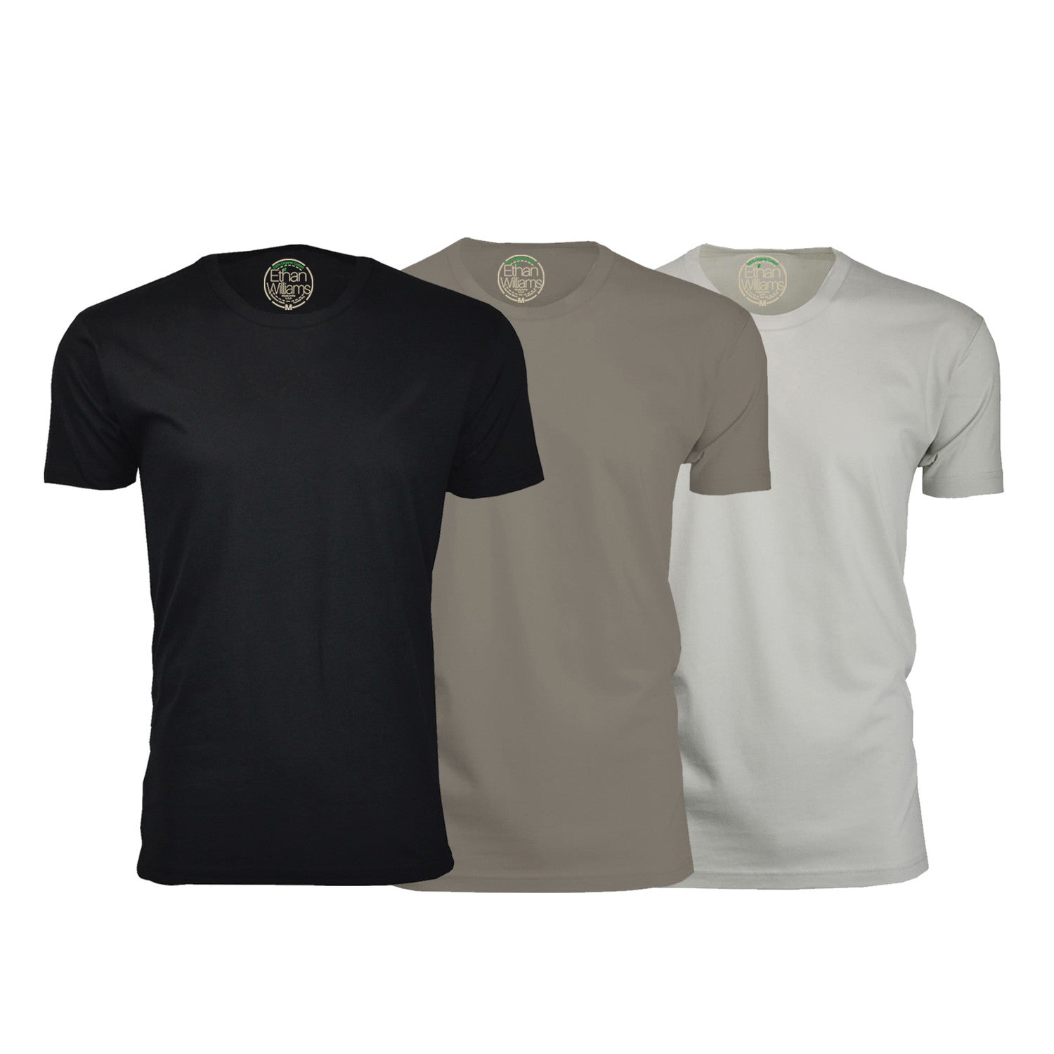 Semi-Fitted Crew Neck T-Shirt // Black + Warm Gray + Sand // Pack of 3